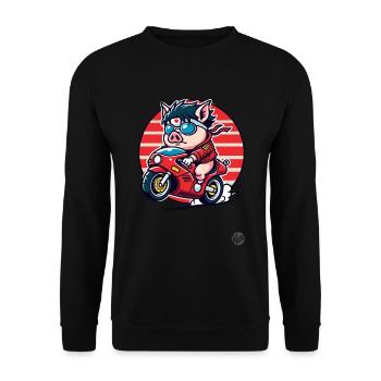 Zombie Brain Pig Motorcycle Revolution - Unisex Sweatshirt - black - Front - Alina (178cm) & Michal (187cm)