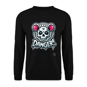 Gefährlicher Totenkopf Ratte Hamster - Unisex Pullover - Schwarz - Vorne - Alina (178cm) & Michal (187cm)
