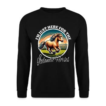 Lustige Isländer Pferd Sprüche - Unisex Pullover - Schwarz - Vorne - Alina (178cm) & Michal (187cm)