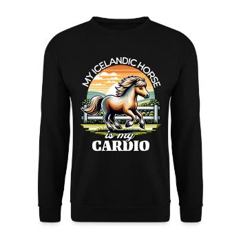 Cheval islandais Cheval islandais - Sweat-shirt Unisexe - noir - Devant - Alina (178cm) & Michal (187cm)