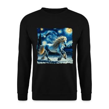 Nuit étoilée islandaise Cheval islandais - Sweat-shirt Unisexe - noir - Devant - Alina (178cm) & Michal (187cm)