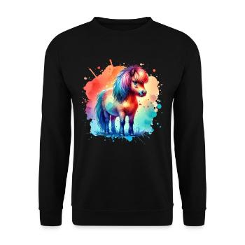 Icelandic Motif Pony Island Horse - Unisex Sweatshirt - black - Front - Alina (178cm) & Michal (187cm)