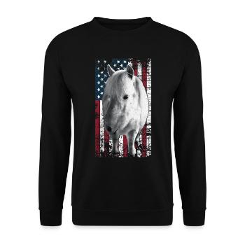 Icelandic Horse US Icelander - Unisex Sweatshirt - black - Front - Alina (178cm) & Michal (187cm)