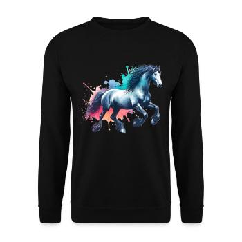 Cheval Frison Friesenpferd Pferd - Sweat-shirt Unisexe - noir - Devant - Alina (178cm) & Michal (187cm)