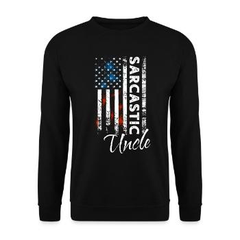 Sarkastischer Onkel - Unisex Pullover - Schwarz - Vorne - Alina (178cm) & Michal (187cm)