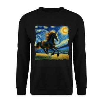 Irish Draft Horse Starry Night - Unisex Sweatshirt - black - Front - Alina (178cm) & Michal (187cm)