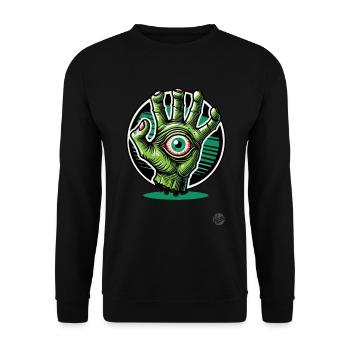 Green Zombie Mutant Hand with Eye - Unisex Sweatshirt - black - Front - Alina (178cm) & Michal (187cm)