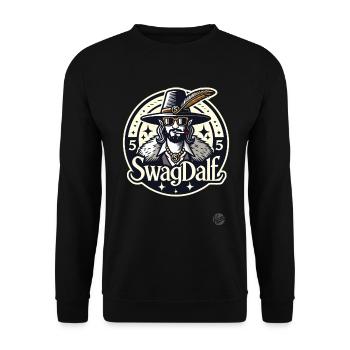 Swagdalf, the cool magician pimp of the 70s - Unisex Sweatshirt - black - Front - Alina (178cm) & Michal (187cm)