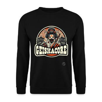 Japan Edo Ninja Samurai: Thumbs Up Geisha - Unisex Sweatshirt - black - Front - Alina (178cm) & Michal (187cm)