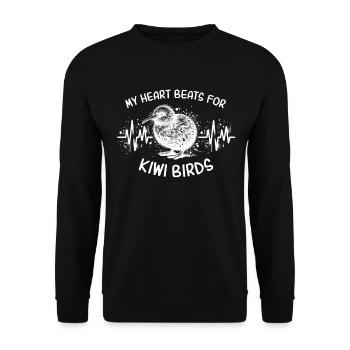 EKG Neuseeland Kiwi Herzlinie - Unisex Pullover - Schwarz - Vorne - Alina (178cm) & Michal (187cm)