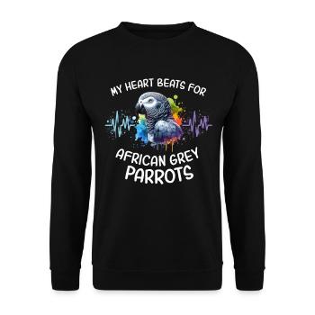 Graupapagei Herzlinie - Unisex Pullover - Schwarz - Vorne - Alina (178cm) & Michal (187cm)