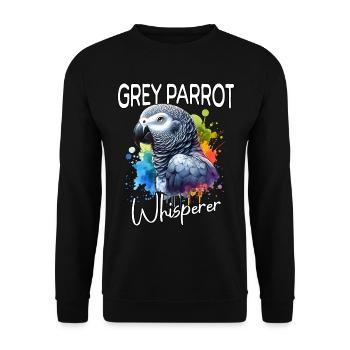 Graupapagei Flüsterer - Unisex Pullover - Schwarz - Vorne - Alina (178cm) & Michal (187cm)