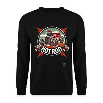 Voiture musclée Hot Rod enflammée - Sweat-shirt Unisexe - noir - Devant - Alina (178cm) & Michal (187cm)