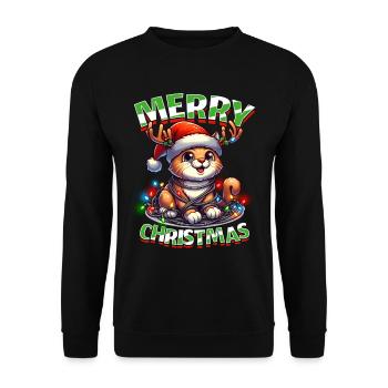 Chat de Noël Joyeux Noël - Sweat-shirt Unisexe - noir - Devant - Alina (178cm) & Michal (187cm)