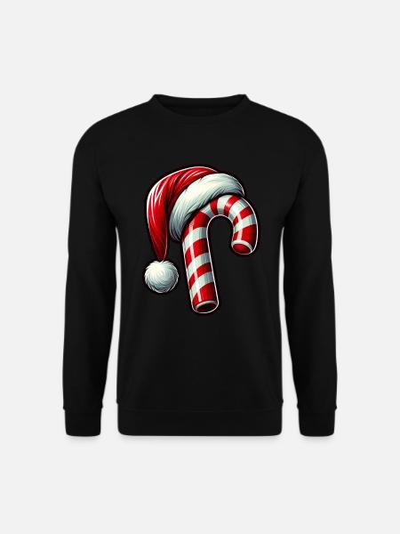 Weihnachten Zuckerstange mit Mütze - Unisex Pullover - Schwarz