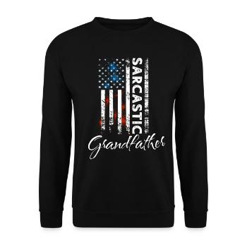 Sarkastischer Grossvater - Unisex Pullover - Schwarz - Vorne - Alina (178cm) & Michal (187cm)