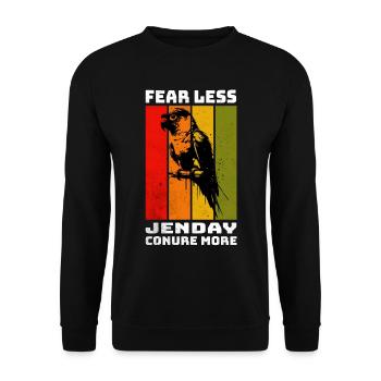 Jenday Conure Yellow-headed Parakeet - Unisex Sweatshirt - black - Front - Alina (178cm) & Michal (187cm)