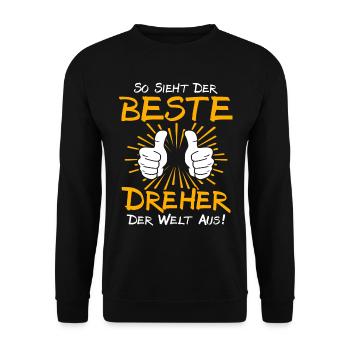 Dreher Geschenkidee - Unisex Pullover - Schwarz - Vorne - Alina (178cm) & Michal (187cm)