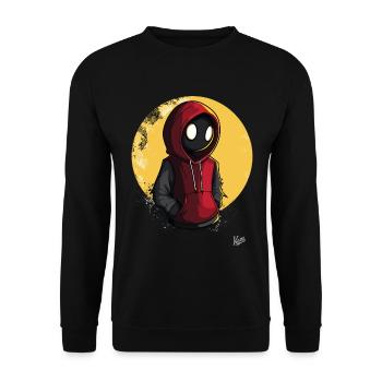 Mystérieux personnage de dessin animé en sweat à capuche rouge - Sweat-shirt Unisexe - noir - Devant - Alina (178cm) & Michal (187cm)