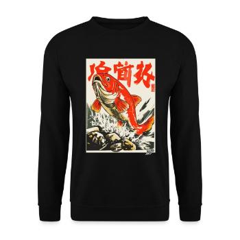 Vintage Japon Koi Carpe - Sweat-shirt Unisexe - noir - Devant - Alina (178cm) & Michal (187cm)