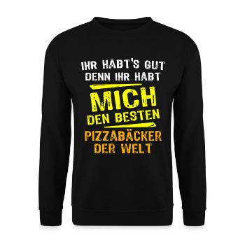 Pizza Baker Gift - Unisex Sweatshirt - black - Front - Alina (178cm) & Michal (187cm)