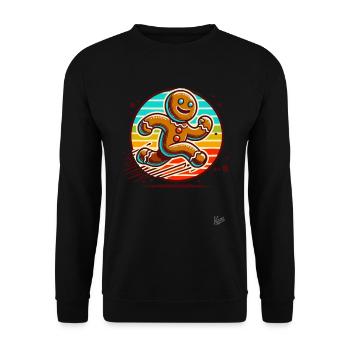 Run away gingerbread man - Unisex Sweatshirt - black - Front - Alina (178cm) & Michal (187cm)