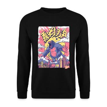 Cartoon Gorilla in Tokyo - Unisex Sweatshirt - black - Front - Alina (178cm) & Michal (187cm)