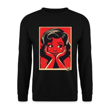 Retro Cartoon Girl - Unisex Sweatshirt - black - Front - Alina (178cm) & Michal (187cm)