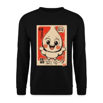 Japanese Vintage Cartoon Water Drop Boy - Unisex Sweatshirt - black - Front - Alina (178cm) & Michal (187cm)