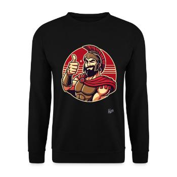 Leo le guerrier spartiate de Nidas avec le pouce levé - Sweat-shirt Unisexe - noir - Devant - Alina (178cm) & Michal (187cm)