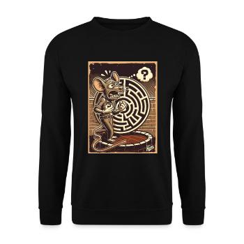 Kein Ausweg, ein Labyrinth und ratlose Ratte - Unisex Pullover - Schwarz - Vorne - Alina (178cm) & Michal (187cm)