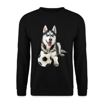 Sibirischer Husky - Unisex Pullover - Schwarz - Vorne - Alina (178cm) & Michal (187cm)