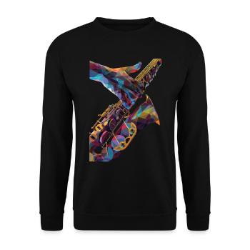 Saxophon - Unisex Pullover - Schwarz - Vorne - Alina (178cm) & Michal (187cm)