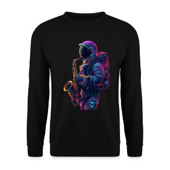 Saxophone astronaute - Sweat-shirt Unisexe - noir - Devant - Alina (178cm) & Michal (187cm)