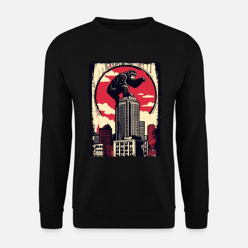 Funny chimpanzee climbs skyscraper - Unisex Sweatshirt - black