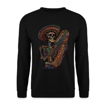 Harpe Squelette Mexicain - Sweat-shirt Unisexe - noir - Devant - Alina (178cm) & Michal (187cm)