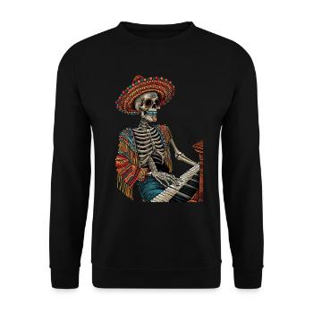Piano Squelette Mexicain - Sweat-shirt Unisexe - noir - Devant - Alina (178cm) & Michal (187cm)