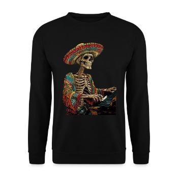 Piano Squelette Mexicain - Sweat-shirt Unisexe - noir - Devant - Alina (178cm) & Michal (187cm)