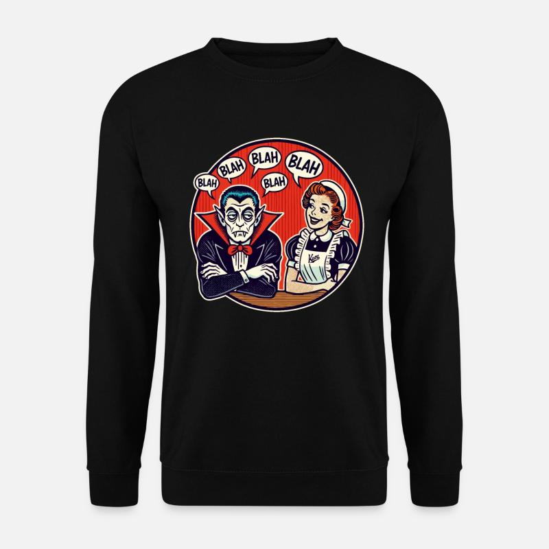 Vampir genervt von Frau und Dienstmädchen: Bla Bla - Unisex Pullover - Schwarz