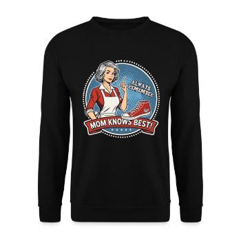 Immer dran denken: Mama weiß es am besten - Unisex Pullover - Schwarz - Vorne - Alina (178cm) & Michal (187cm)