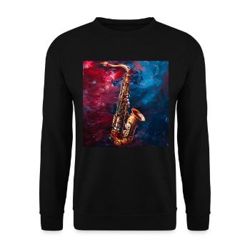 Saxophon - Unisex Pullover - Schwarz - Vorne - Alina (178cm) & Michal (187cm)