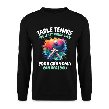 Drôle de dicton de tennis de table - Sweat-shirt Unisexe - noir - Devant - Alina (178cm) & Michal (187cm)