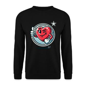 Sweet heart fait un clin d’œil et montre le pouce levé - Sweat-shirt Unisexe - noir - Devant - Alina (178cm) & Michal (187cm)