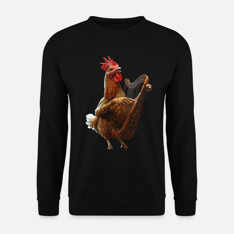 Hahn Harfe - Unisex Pullover - Schwarz