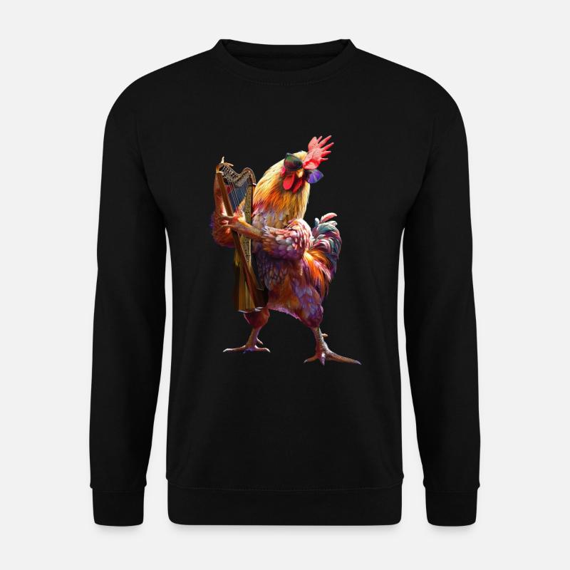 Hahn Harfe - Unisex Pullover - Schwarz