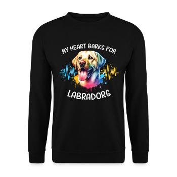 Labrador Herzlinie - Unisex Pullover - Schwarz - Vorne - Alina (178cm) & Michal (187cm)