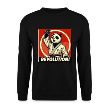 Kampfkunst Karate Revolution Panda - Unisex Pullover - Schwarz - Vorne - Alina (178cm) & Michal (187cm)