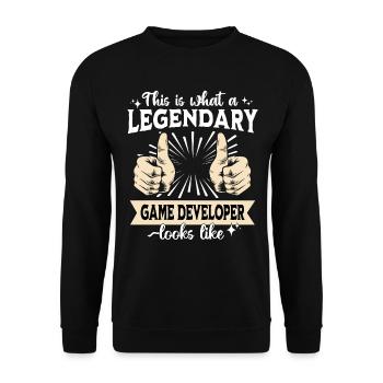 Legendary Game Developer - Unisex Sweatshirt - black - Front - Alina (178cm) & Michal (187cm)
