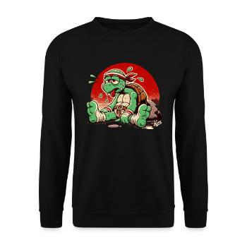 Une tortue d’arts martiaux épuisée fait une pause - Sweat-shirt Unisexe - noir - Devant - Alina (178cm) & Michal (187cm)
