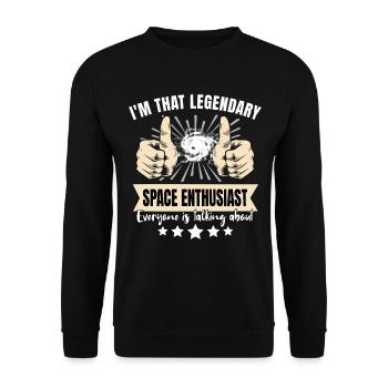 wLegendary Space Enthusiast - Unisex Sweatshirt - black - Front - Alina (178cm) & Michal (187cm)